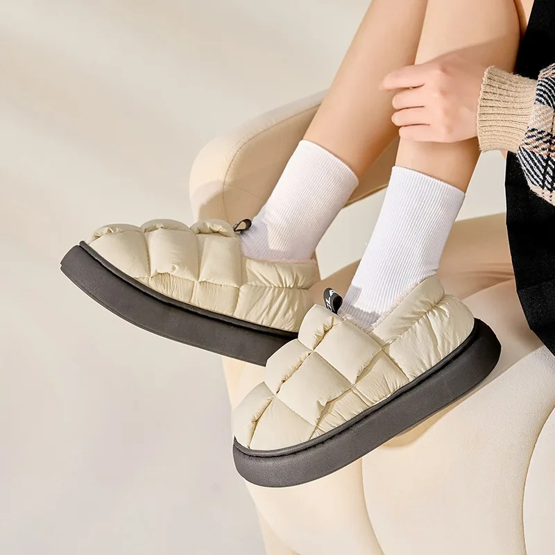 Men Shoes For Winter - รองเท้าขนสัตว์สำหรับฤดูหนาวสำหรับผู้หญิง แฟชั่นรองเท้ากันน้ำสำหรับใส่กลางแจ้ง รองเท้าบ้านสำหรับผู้ชายพร้อมพื้นรองเท้าบุนวม รองเท้าแตะผ้าฝ้ายนุ่มสำหรับใส่ในบ้าน
