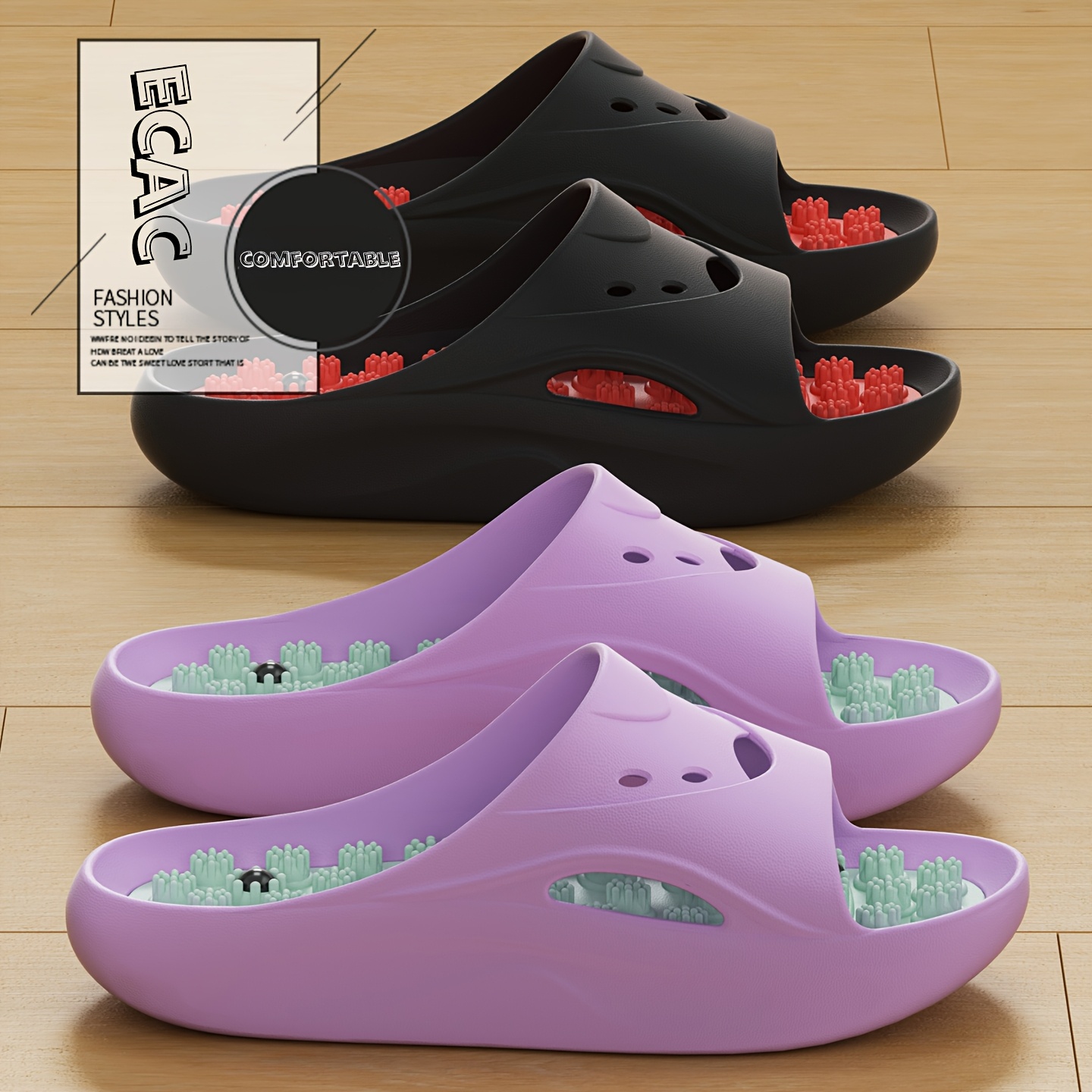Men'S Shoes With Platform - รองเท้าแตะนวด EVA สำหรับผู้หญิงและผู้ชาย พื้นหนา กันลื่น ใส่ในห้องน้ำ