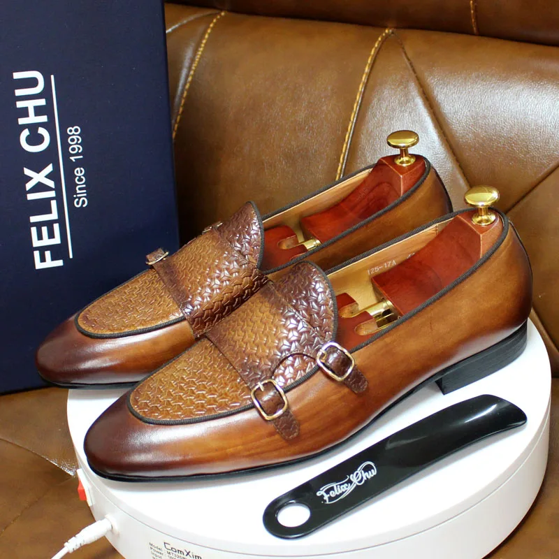 Monk Strap Shoe - ผู้ชายหนังแท้โลฟเฟอร์โลหะหัวเข็มขัดพระภิกษุสงฆ์รองเท้าสบายๆธุรกิจชุดสุภาพบุรุษงานแต่งงานรองเท้าอย่างเป็นทางการ
