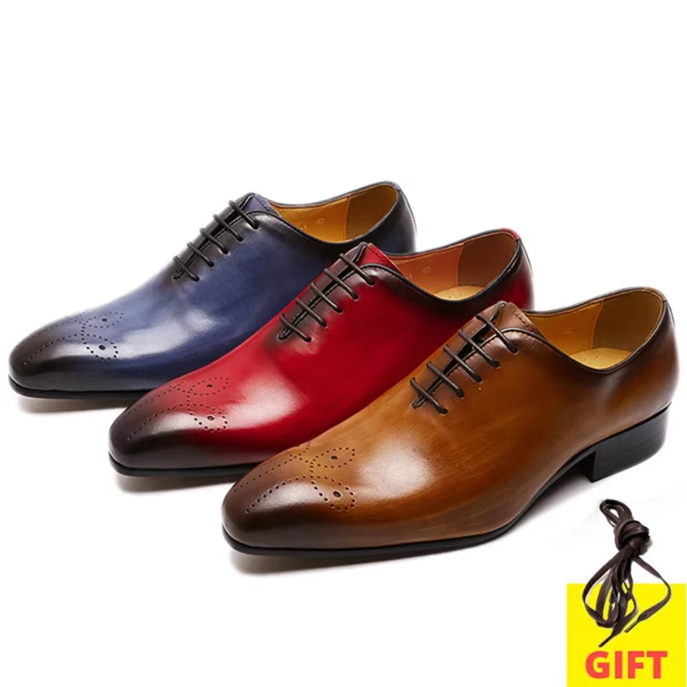 Monk Strap Shoe - รองเท้าหนังแท้แบบอ็อกซ์ฟอร์ดสำหรับผู้ชาย ทรงหัวแหลม ผูกเชือก เหมาะสำหรับงานทางการ ธุรกิจ งานแต่งงาน