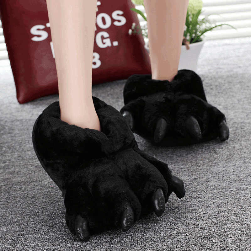 Men Shoes For Winter - ขนาด 35-43 สีดําสัตว์ PAW รองเท้าผู้หญิงฤดูหนาวรองเท้าแตะ Unisex