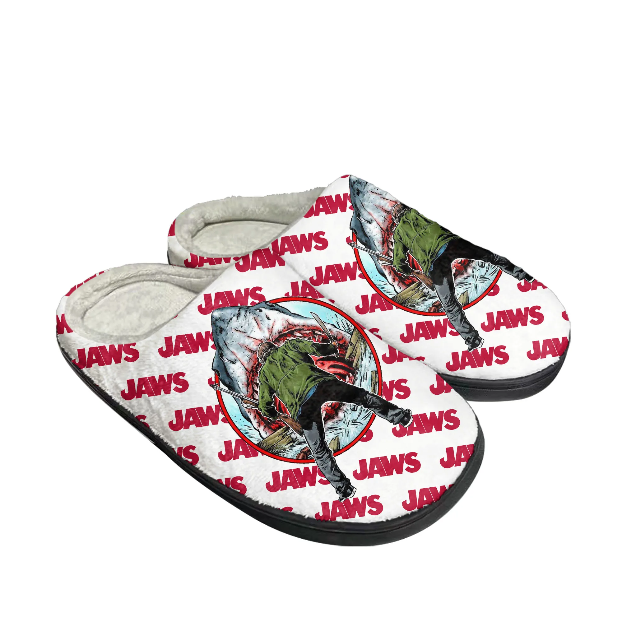 Men Shoes For Winter - Jaws ภาพยนตร์ Shark บ้านรองเท้าแตะผ้าฝ้ายผู้ชายผู้หญิงห้องนอน Plush Casual