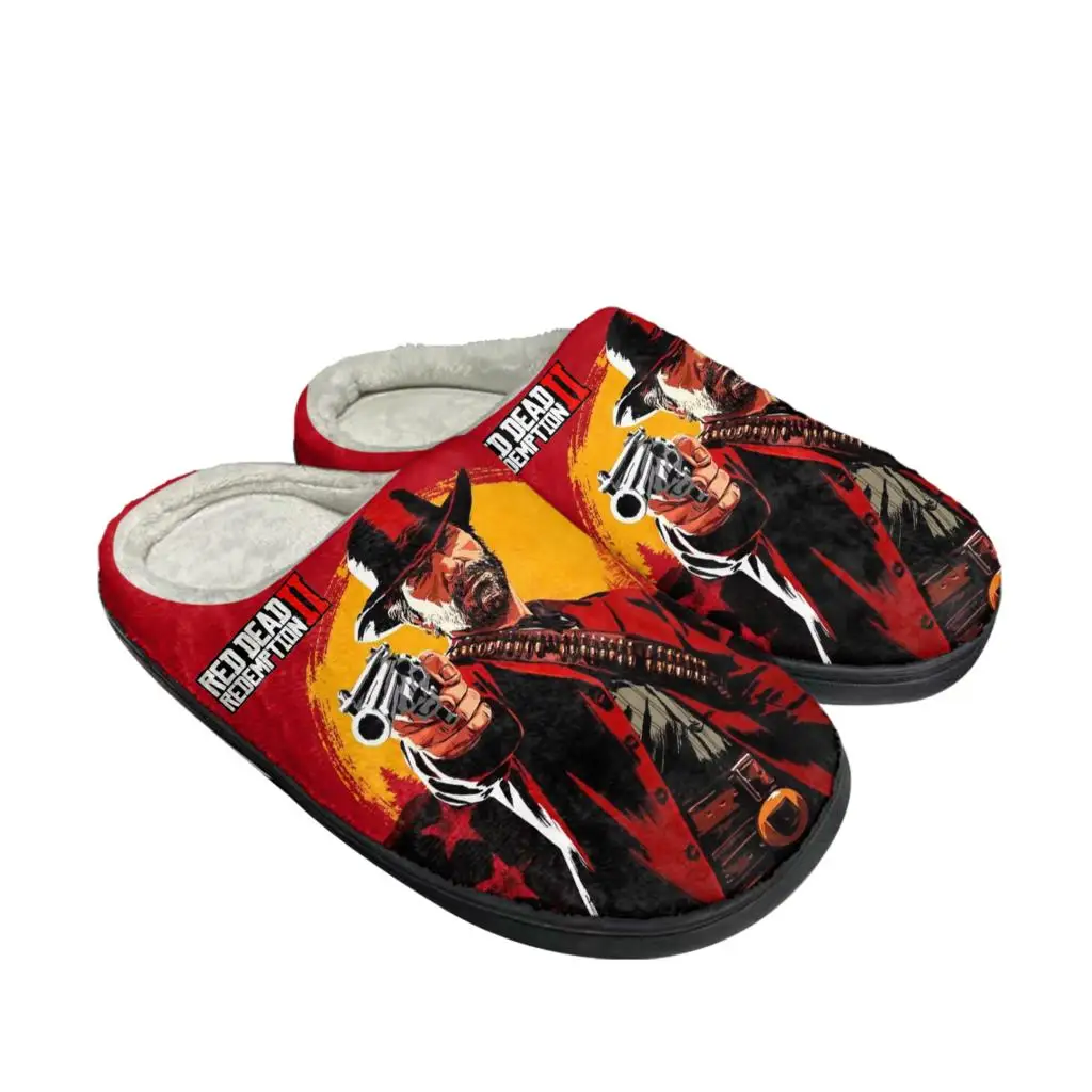 Men Shoes For Winter - Red Dead Redemption 2 รองเท้าแตะผ้าฝ้ายบ้านบุรุษสตรีห้องนอนตุ๊กตาสบายๆรองเท้าอุ่นรองเท้าแตะความร้อนที่กําหนดเอง DIY