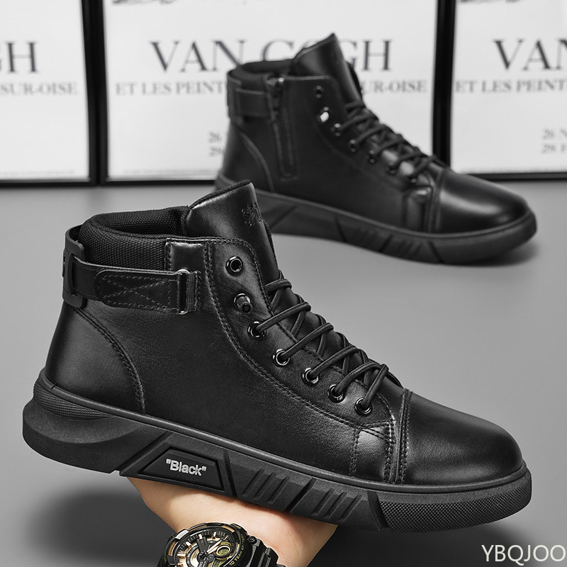 Men'S Shoes Daily Use - รองเท้าผ้าใบผู้ชายทรงสูง สไตล์เรียบง่าย สวมใส่สบาย เหมาะกับฤดูใบไม้ผลิและฤดูใบไม้ร่วง ดีไซน์ทันสมัย ใช้งานได้หลากหลาย