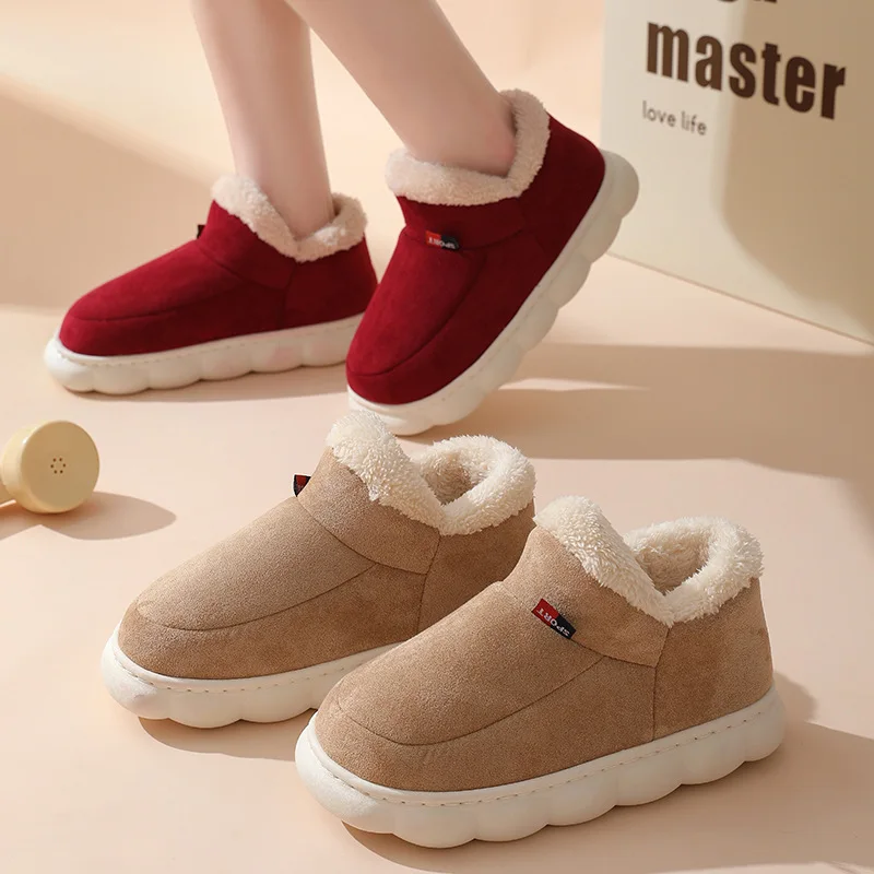 Men Shoes For Winter - รองเท้าลำลองใส่ในบ้านสำหรับฤดูหนาว ปี 2025 รองเท้าผู้หญิง รองเท้าผ้าฝ้ายอุ่นสำหรับใส่กลางแจ้ง รองเท้าผู้หญิงแบบสวมในบ้านบุขนนุ่ม