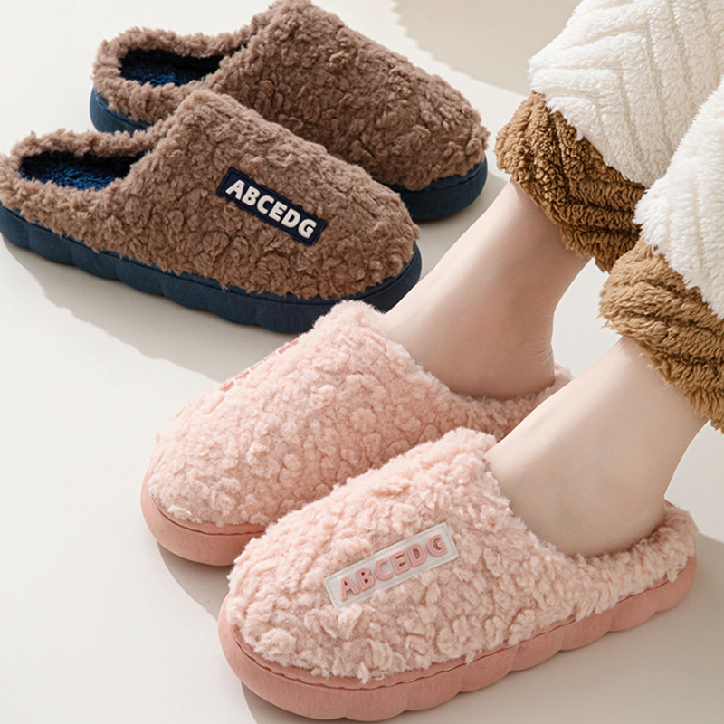 Men Shoes For Winter - รองเท้าแตะคู่รักกันลื่นสำหรับฤดูหนาว ใส่ในบ้าน สำหรับผู้ชายและผู้หญิง รองเท้าสลิปเปอร์อุ่นๆ รองเท้าลำลองใส่ในห้องนอน นุ่มสบาย