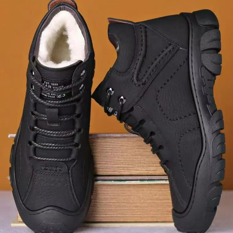 Men'S Shoes Daily Use - รองเท้าบูทผู้ชายแบบผูกเชือก รองเท้าบูทข้อเท้า รองเท้าบูทผู้ชายบุขนกำมะหยี่สำหรับฤดูหนาวใหม่ รองเท้าลำลองทำงานกันลื่น รองเท้าบูทผ้าฝ้ายอุ่น รองเท้าบูทหิมะผู้ชายหุ้มข้อสูงสำหรับกิจกรรมกลางแจ้ง