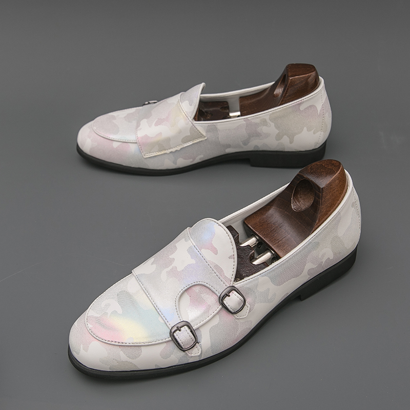 Monk Strap Shoe - รองเท้าโลฟเฟอร์ผู้ชายระบายอากาศได้ดี รองเท้าแบบมีสายรัดหลากสี รองเท้าลำลองสำหรับธุรกิจ รองเท้าเดินสบายสำหรับผู้ชาย แฟชั่นแบบสวม พื้นรองเท้านุ่ม