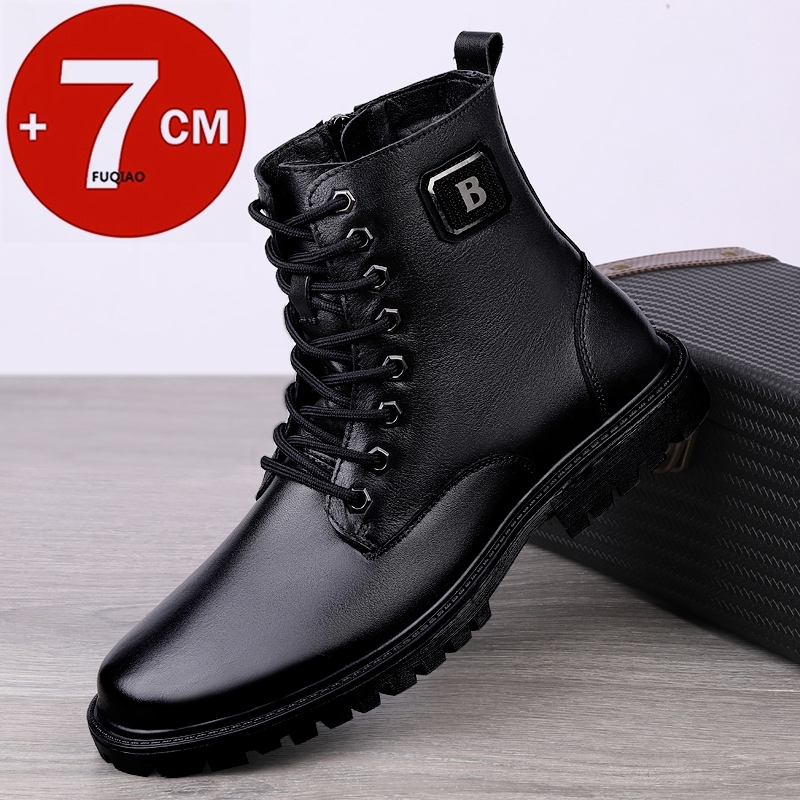 รองเท้าบูทหนังแท้ผู้ชาย บุขนอุ - Men'S Shoes Increase Height บทวิจารณ์และราคา