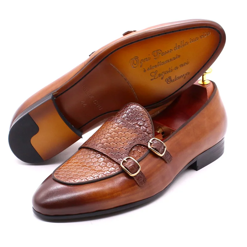 ผู้ชายหนังแท้โลฟเฟอร์โลหะหัวเข - Monk Strap Shoe บทวิจารณ์และราคา