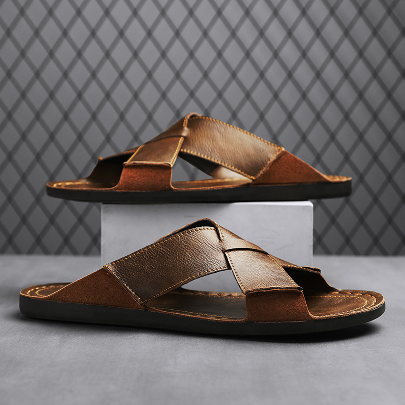รองเท้าแตะหนังแท้แฟชั่นสำหรับผ - Men'S Shoes Qn บทวิจารณ์และราคา