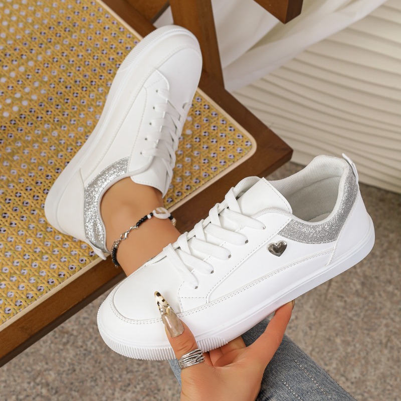รองเท้าผ้าใบผู้หญิงสีขาวลายหัว - Casual Sneaker Low บทวิจารณ์และราคา