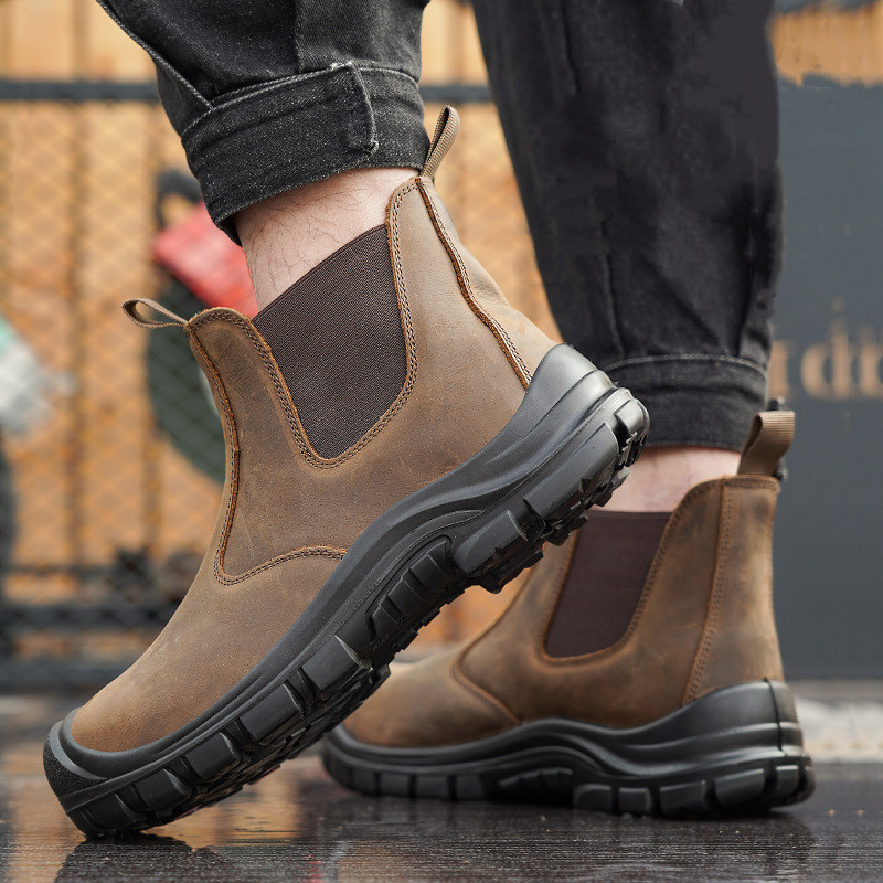 ผู้ชายขนาดใหญ่แฟชั่น Steel Toe - Chelsea Boots Suede บทวิจารณ์และราคา