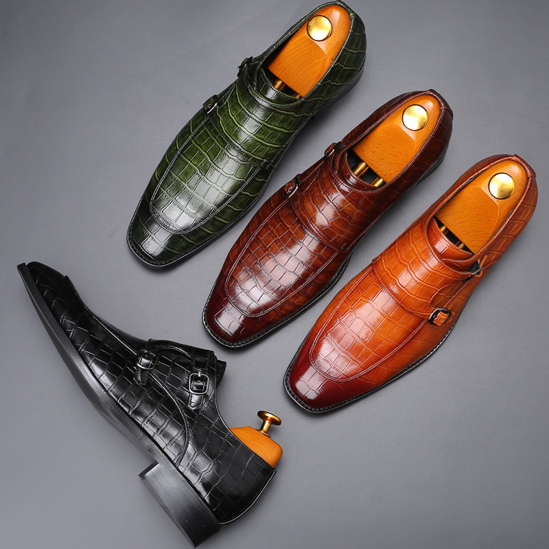 สิทธิบัตรผู้ชายหนัง Loafers งา - Monk Strap Shoe บทวิจารณ์และราคา