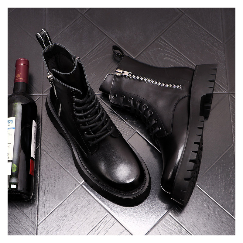รองเท้าบูทหนังแท้แฟชั่นหรูสำหร - Men Shoes Brand บทวิจารณ์และราคา