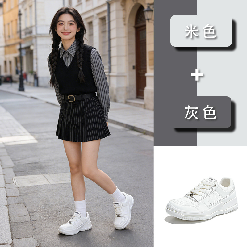 รองเท้าผ้าใบหนังสีขาวทรงเตี้ย  - Casual Sneaker Low บทวิจารณ์และราคา