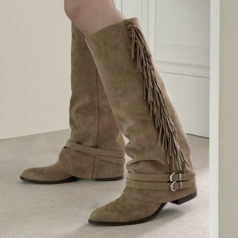 รองเท้าบูทผู้หญิงแบบสูงถึงเข่า - Chelsea Boots Suede บทวิจารณ์และราคา