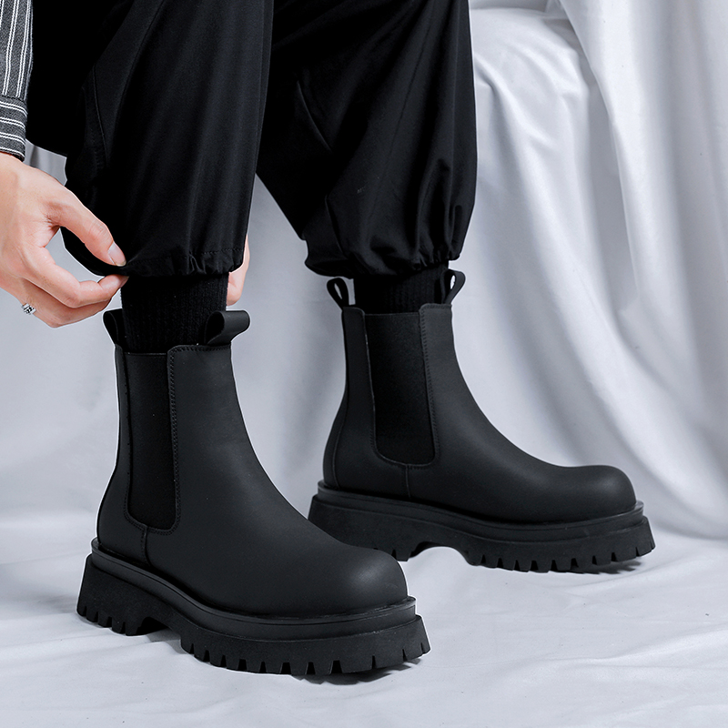 รองเท้าบูทหุ้มข้อสูงสีดำรุ่นปี - Men Shoes Brand บทวิจารณ์และราคา